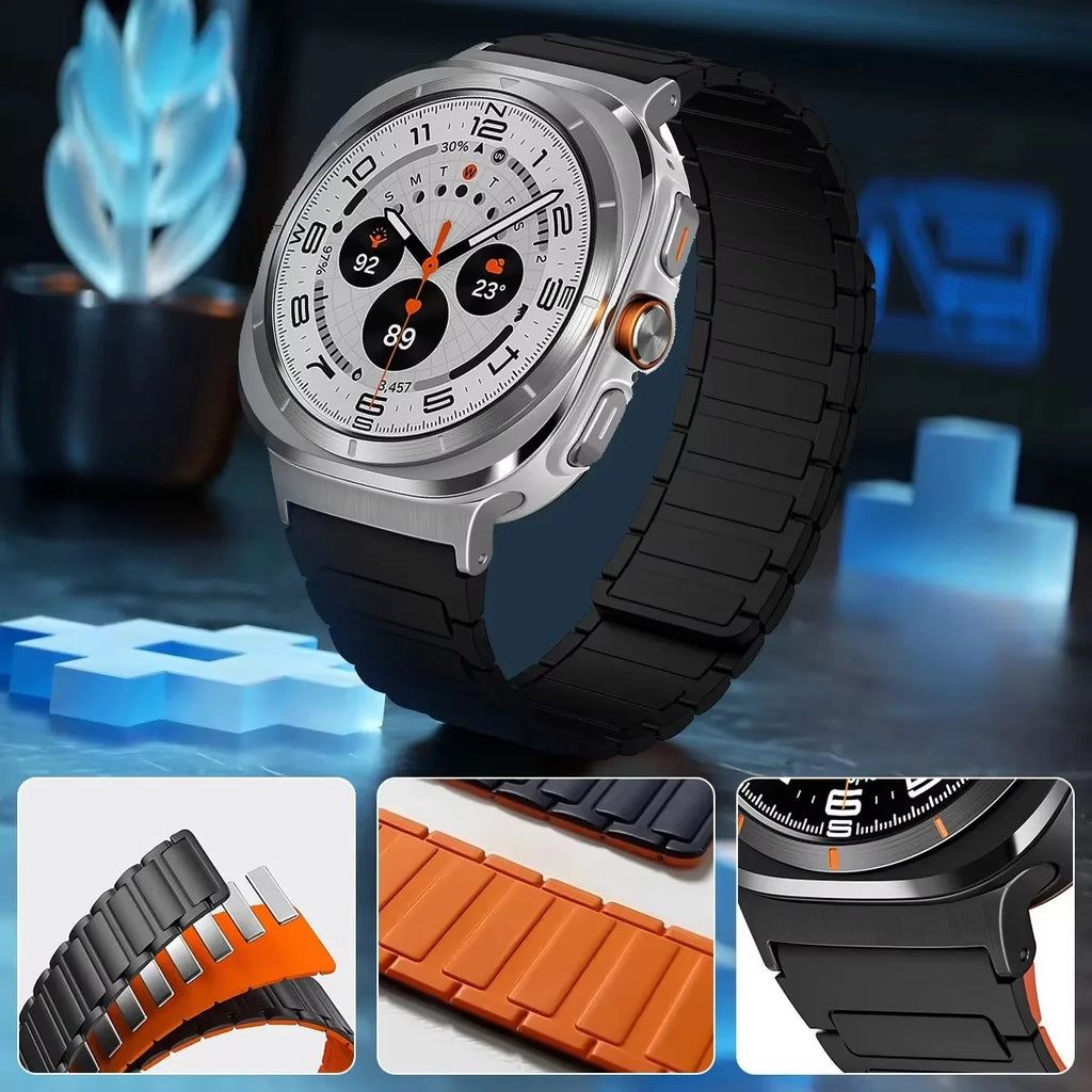 Galaxy Watch Ultra Strap Magnetic Bracelet Wristband For Samsung Galaxy Watch 7 47mm Silicone Watchband Accessories ﻿