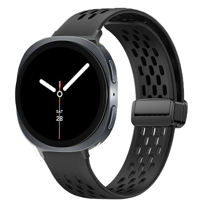 Silicone Strap for Samsung Galaxy Watch 8 40mm 44mm 8 Classic 46mm Magnetic Buckle Band Breathable Watchband No Gaps Bracelet