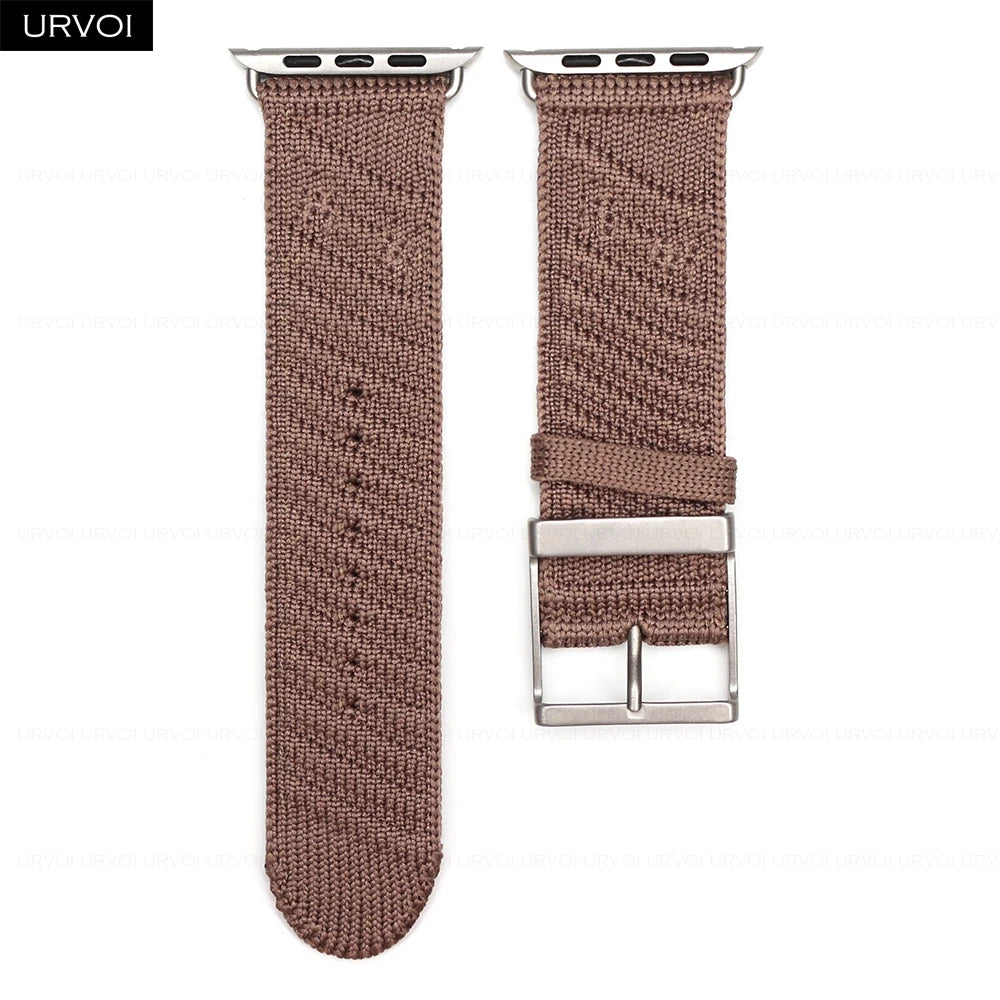 URVOI En Mer band for Apple Watch Ultra 3 2 Series 11 Sport band Orange Gris Titane ocean waves pattern Polyamide Custom Buckle