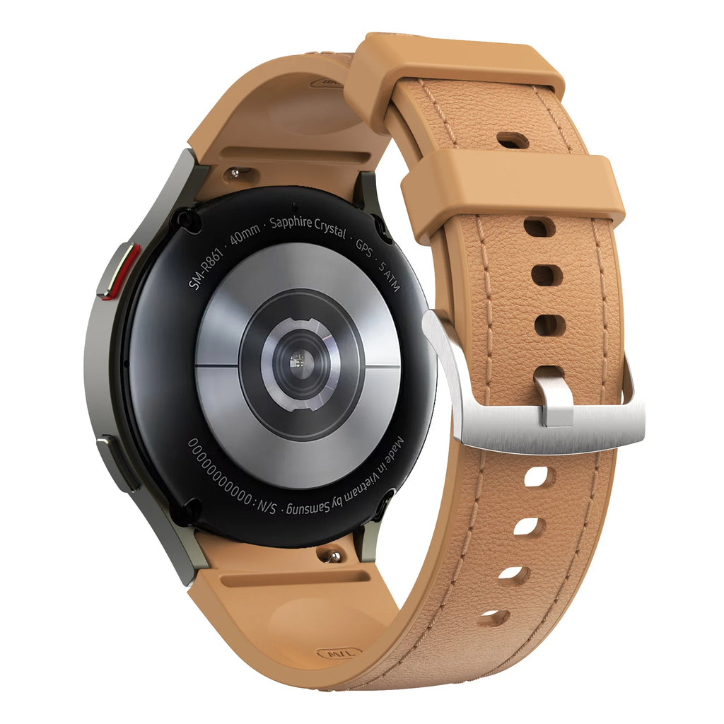 Silicone+Leather Strap for Samsung Galaxy Watch 7 6 5 4 FE 40mm 44mm No Gap Bracelet Band Watch 6 4 Classic 43/47mm 42/46mm Belt