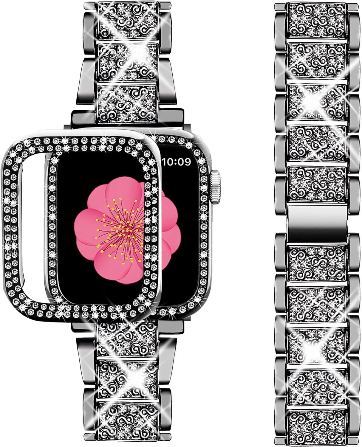Bling band+Case for Apple Watch band 40mm 44mm 41mm 45mm 42mm 46mm Women Jewelry Diamond metal band Apple Watch SE 6 7 8 9 10