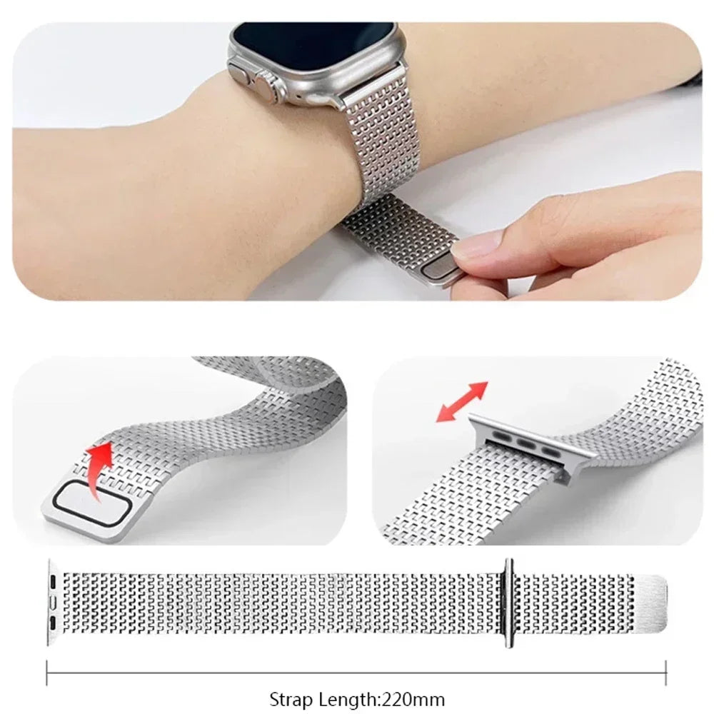 Magnetic Loop band for Apple Watch Ultra 2 49mm 42mm 44mm 45mm Stainless Steel Milanese band for Apple Watch 9 8 7 6 5 4 SE 3 40mm 41mm