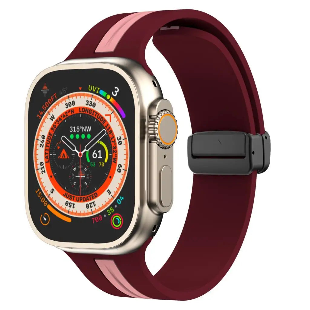 Magnetic buckle band For Apple Watch Ultra 2 band 49mm 44mm 40mm 45mm 41mm 38mm Silicone band Apple Watch Series 7 3 6 5 SE 8 9