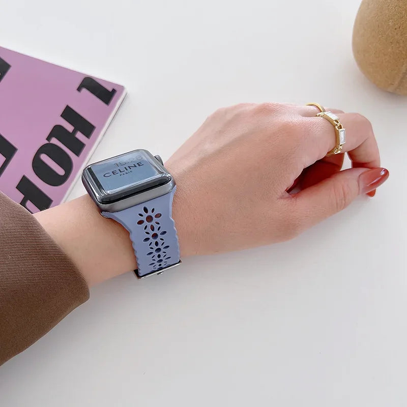 Silicone band For Apple Watch 44mm 40mm 38mm 42mm Ultra 2 49mm Sport band Apple Watch Series 9 7 8 6 SE 5 4 3 41mm 45mm band