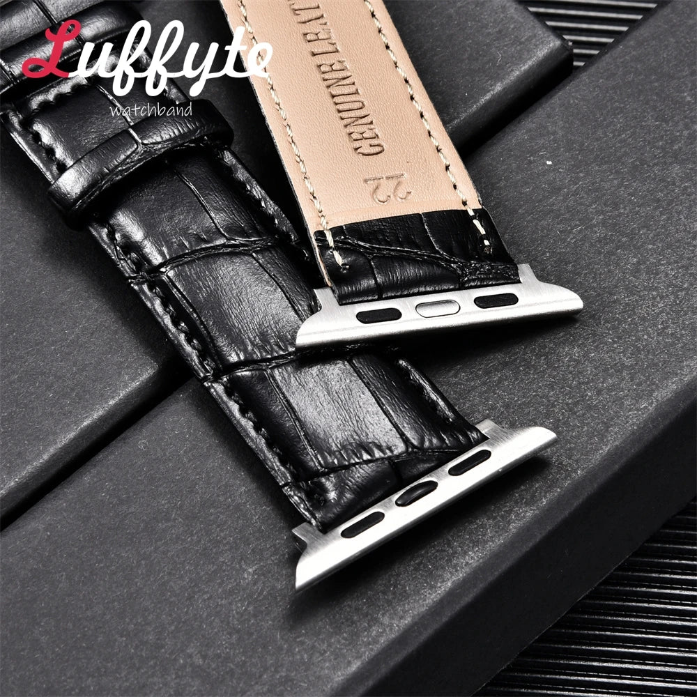 Bamboo Patterned Genuine Leather band for Apple Watch Ultra 8 7 SE 6 5 4 3 2 1 Business watch band 38mm 40mm 41mm 42mm 44mm 45mm 49mm