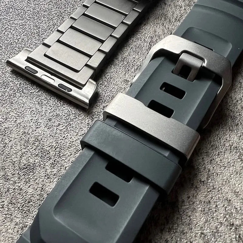 Luxury Silicone band for Apple Watch 46mm Series 10 Ultra 2 49mm 45mm Breathable Sport band for 44mm 42mm Series 9 8 7 6 5 4 3 2 1 SE