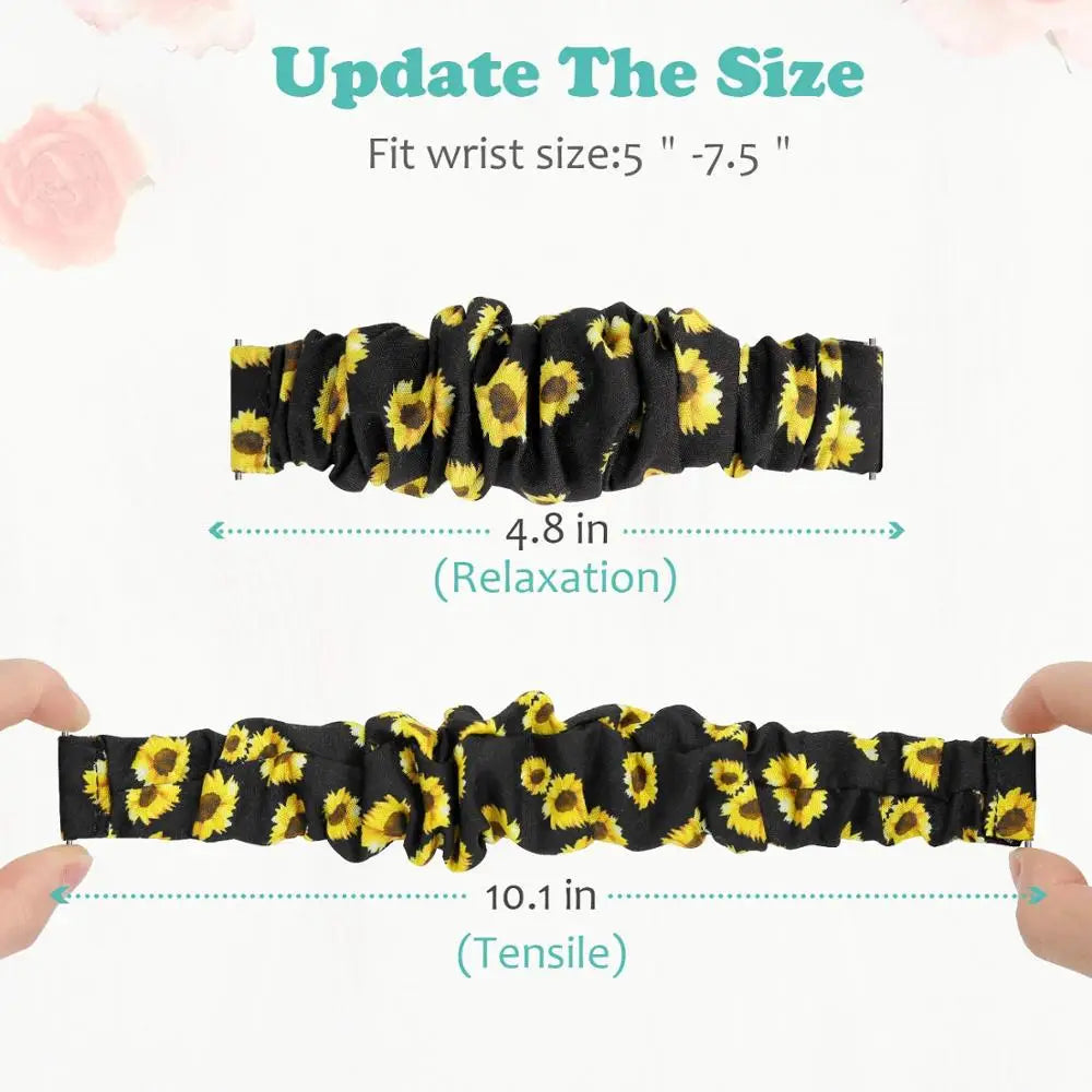 Scrunchie Strap For Samsung Galaxy watch 4/active 2/3/46mm/42mm/Gear S3 20mm/22mm bracelet Amazfit Bip Huawei watch GT/2/3 strap