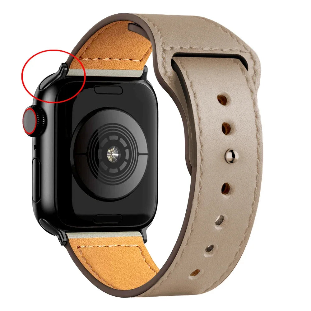 Leather band For Apple Watch Ultra 2 49mm 44mm 40mm 41mm 45mm 38mm 42mm wrist band for Apple Watch Series 9 8 7 3 4 5 6 se