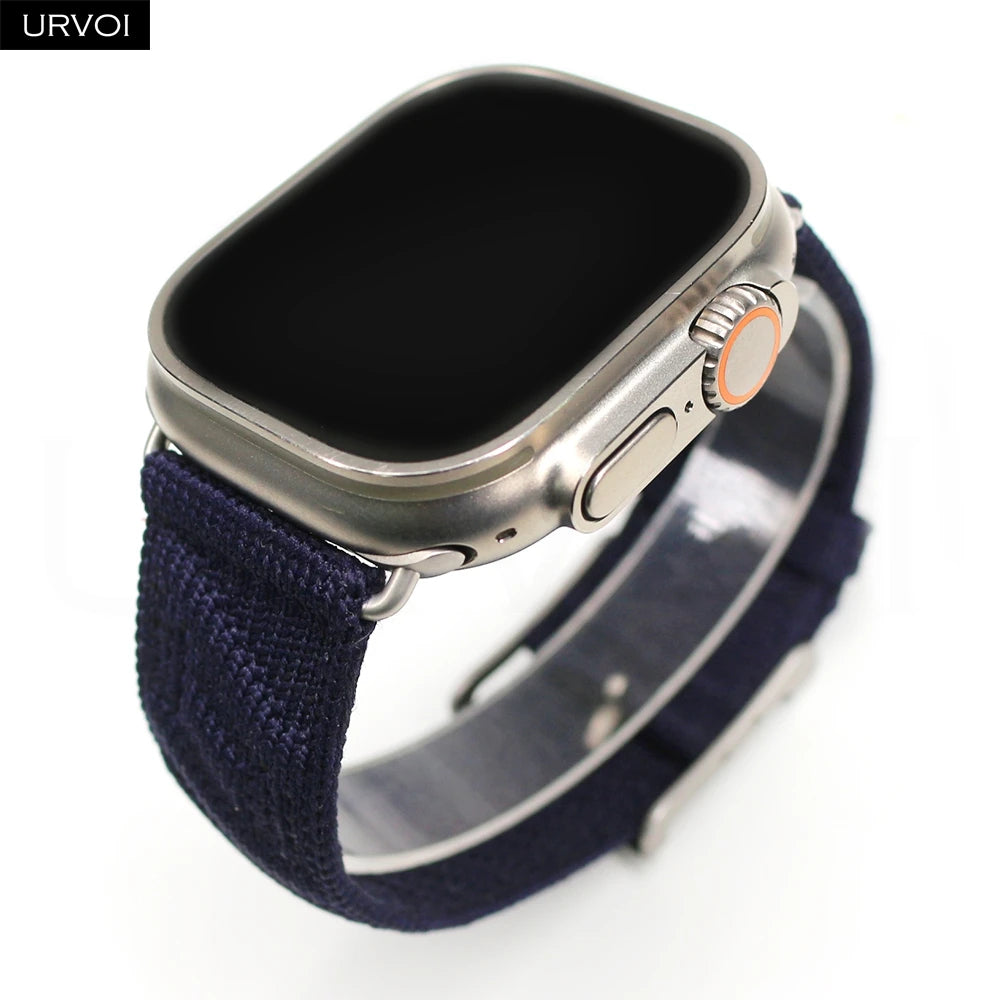 URVOI En Mer band for Apple Watch Ultra 3 2 Series 11 Sport band Orange Gris Titane ocean waves pattern Polyamide Custom Buckle