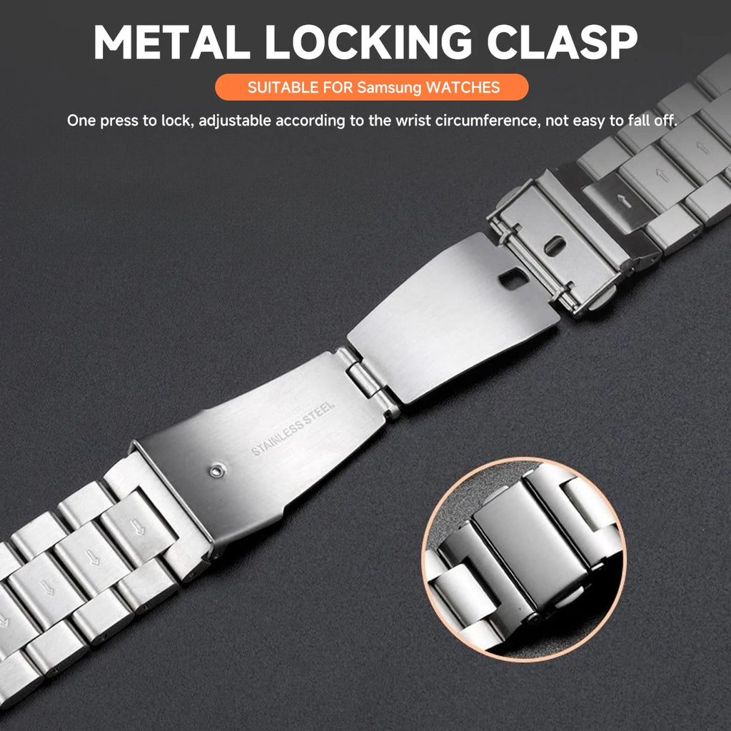 Band+Case for Samsung Galaxy Watch 7 6 5 4 44mm 40mm Stainless Steel Bracelet TPU Cover Watch 6/4Classic 43/47mm 46mm 42mm Strap