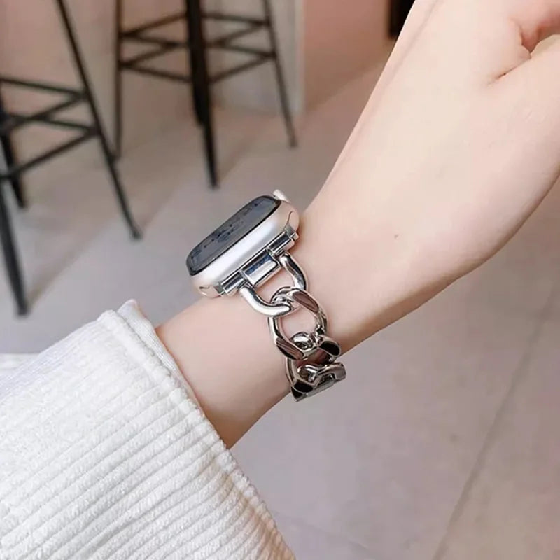 Metallic Chain Watch band for Apple Watch band 45mm 49mm 40mm 42mm 44mm Sport watch band for Apple Watch Series Ultra 2 9 8 7 6 5 SE