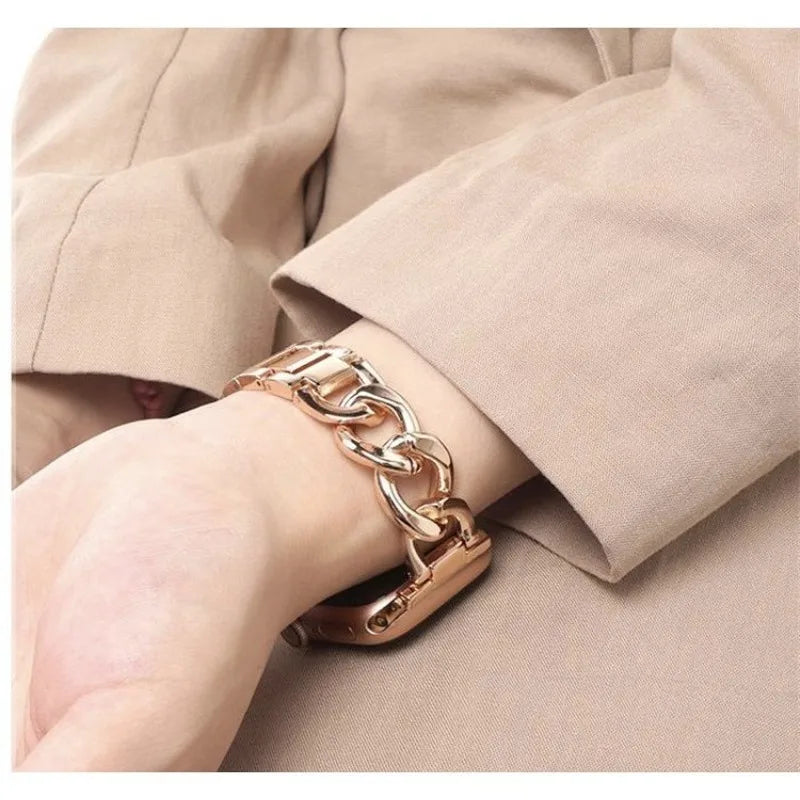 Luxury Gold Watch band For Apple Watch 44mm 8 7 9 41mm 6 5 Stainless Steel Women band For Apple Watch Ultra 40mm 42mm 49mm band.