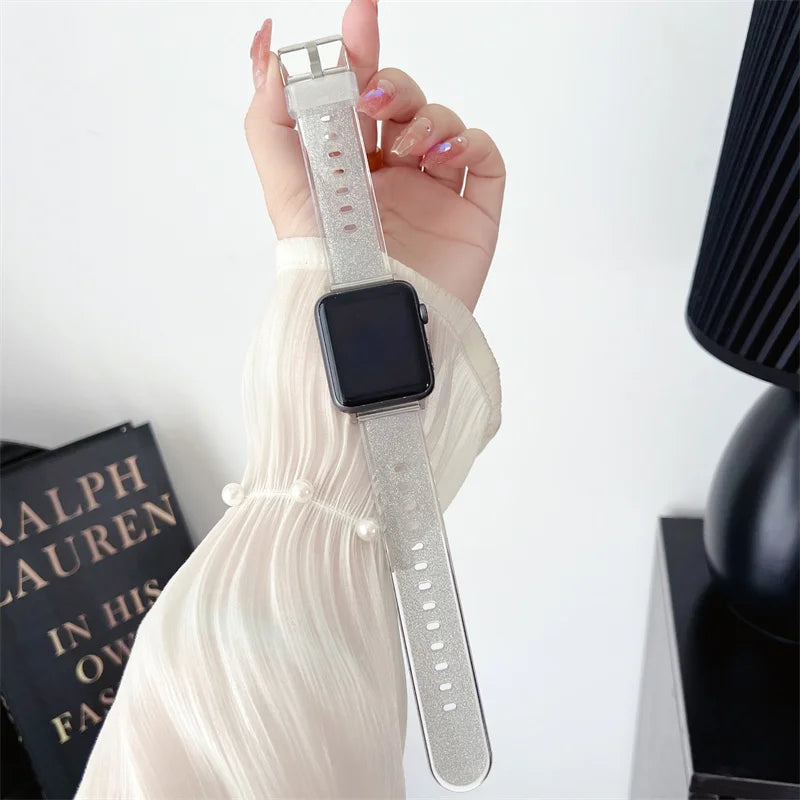 Bling Transparent band for Apple Watch Ultra 2 band 49mm 45mm 41mm 44mm 40mm 46mm Silicone band Apple Watch Series 10 9 8 7 6 5 SE
