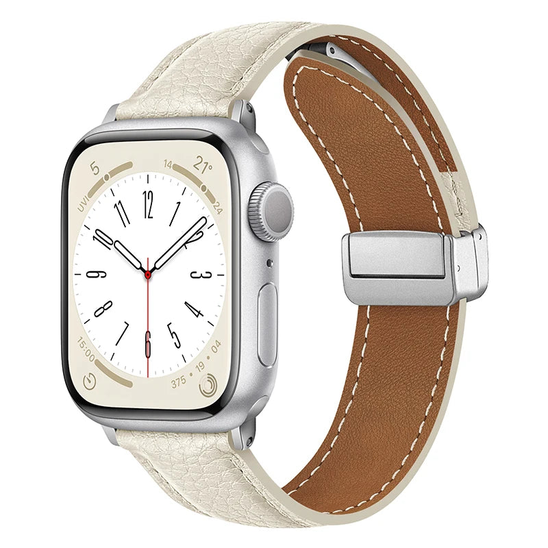 Leather Magnetic Buckle band for Apple Watch 8 7 45mm 41mm Ultra 49mm PU Leather band for Apple Watch Series 6 5 4 3 44mm 42mm 40mm