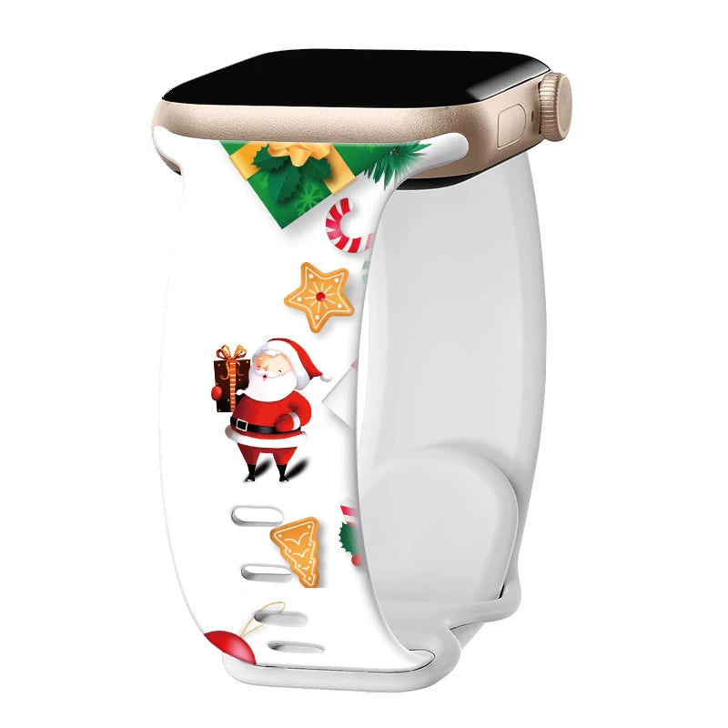 Silicone Christmas band for Apple Watch band 46mm 41mm 42mm 44mm 45mm 49mm Sport band for Apple Watch 11 10 9 8 7 6 5 SE Ultra 3