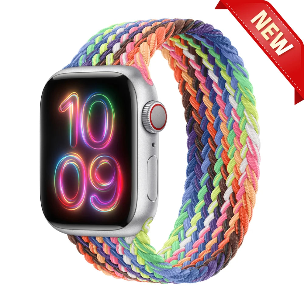 Braided Solo Loop For Apple Watch band 44mm 40mm 45mm 41mm 49mm 42mm 46mm band Apple Watch Series 10 9 SE 8 7 6 5 4 Ultra 2 Band