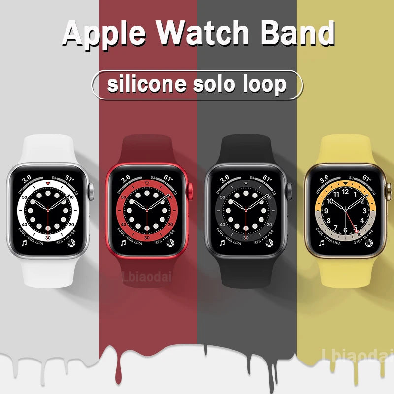 Silicone band For Apple Watch band 44mm 40mm 45mm 49mm 41mm Elastic Belt band Apple Watch Series Ultra SE 6 7 8 9 band