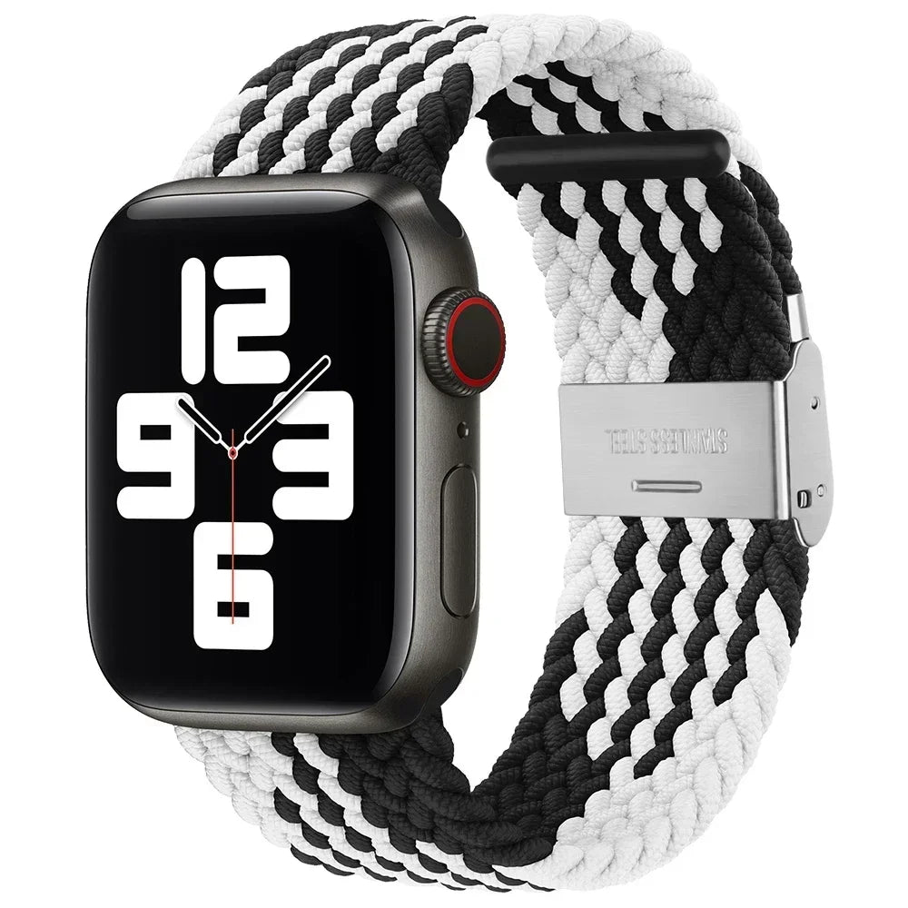 Braided Solo Loop For Apple Watch Ultra band 49mm 45mm 40mm 41mm 44mm Nylon Elastic band Apple Watch Series 10 9 8 SE 6 7 5 4 band