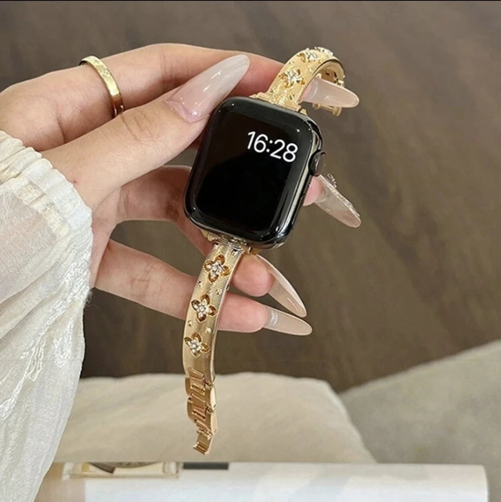 Bling Gold Stainless steel band link For Apple Watch band Series 11 8 7 6 10 9 40mm 41mm 38mm 42mm 44mm 45mm 46mm band