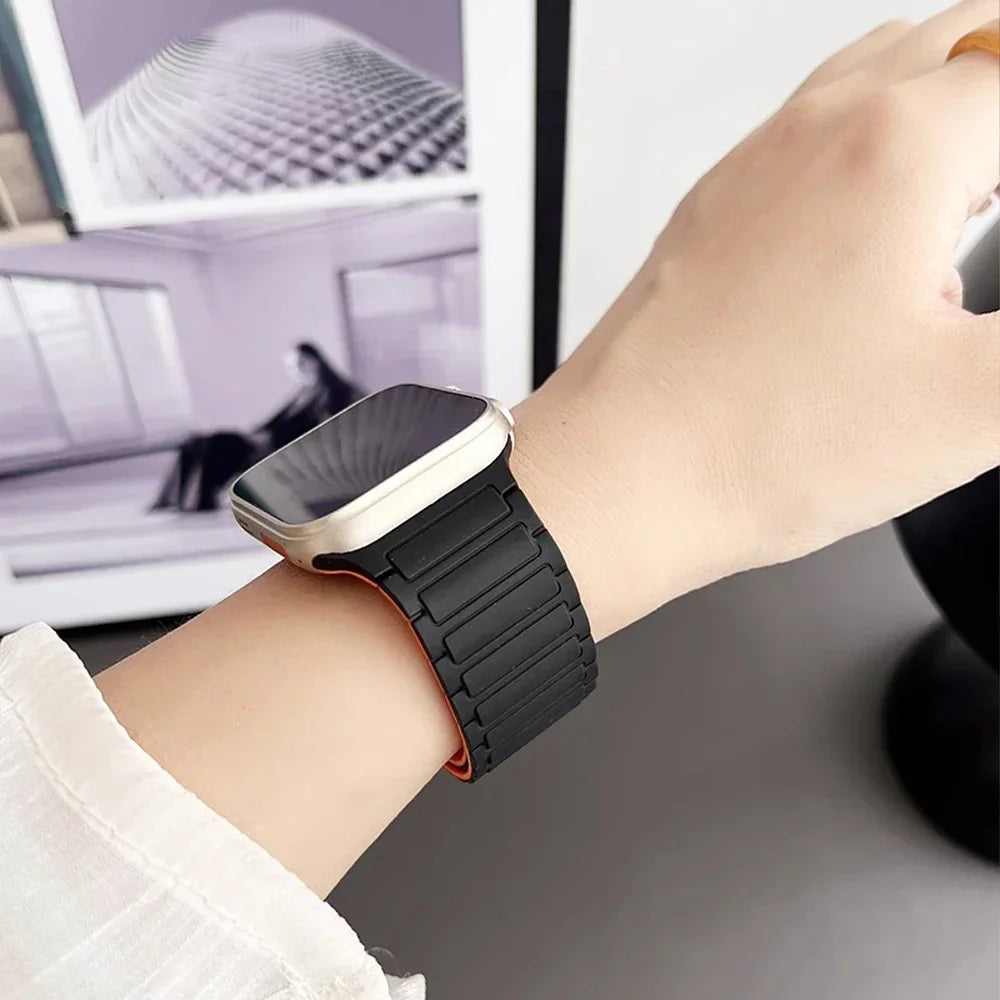 New Sport Silicone band for Apple Watch band Ultra 3 49mm 11 10 46mm 42mm Magnetic band Apple Watch 9 8 7 6 5 SE 45mm 41mm 44mm 40mm