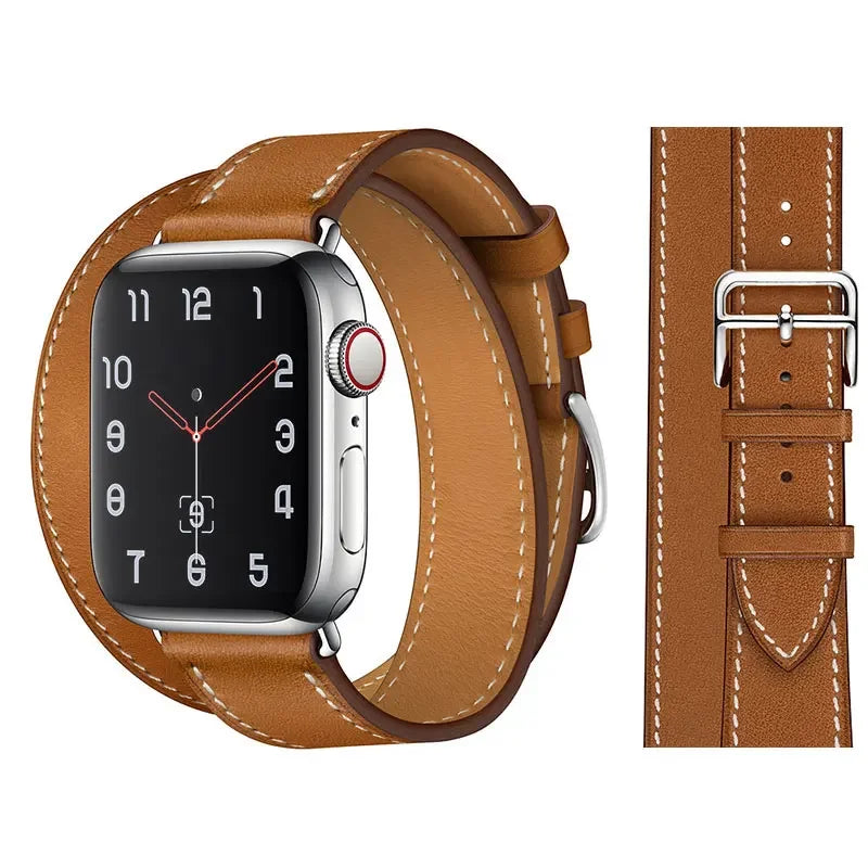 Leather band For Apple Watch Ultra 2 49mm 9 8 7 45mm 41mm High quality business wristband For Apple Watch 6 5 4 3 SE 44mm 40mm 42mm