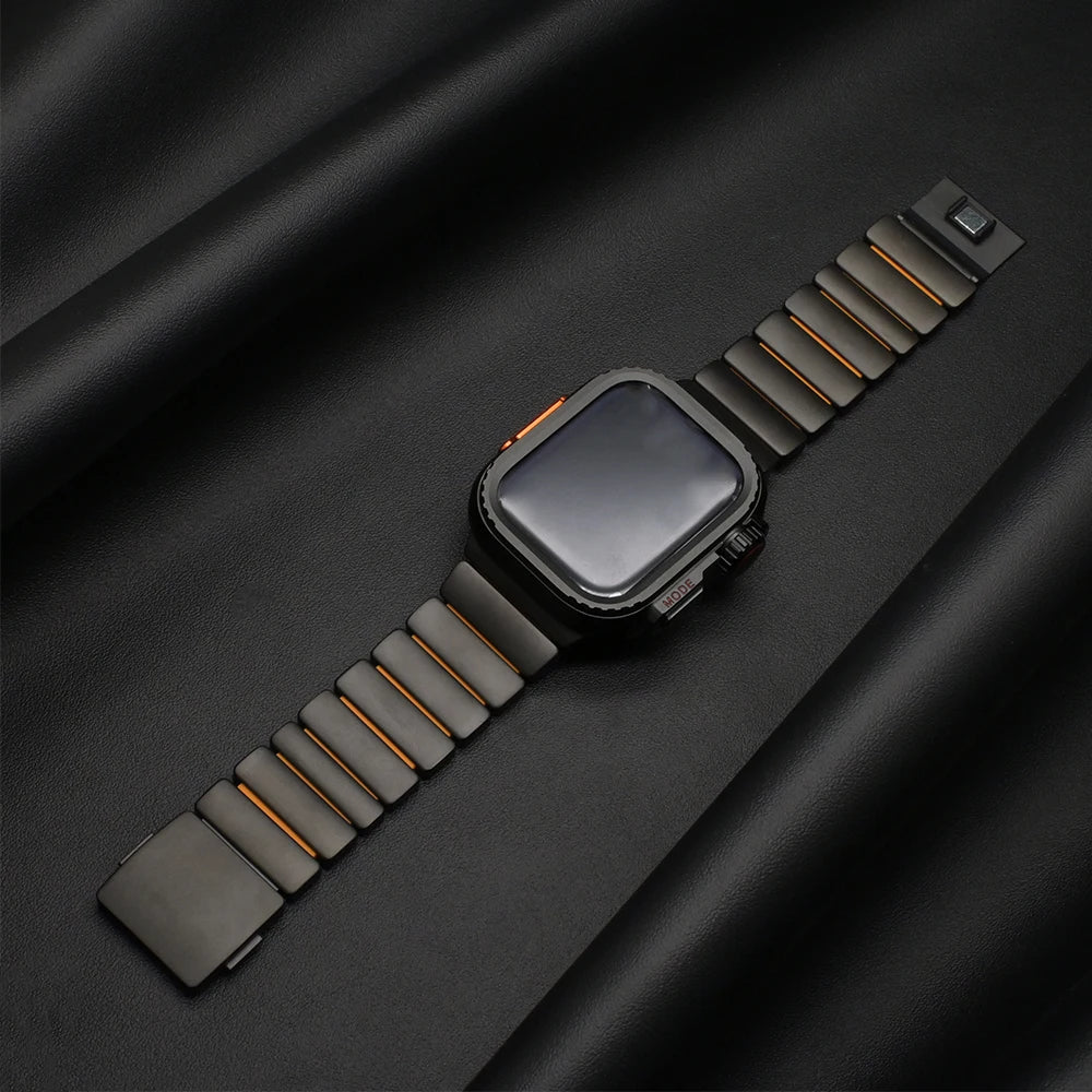 Titanium Fluoroelastomer Rubber band for Apple Watch Ultra 3 2 49mm Series 11 10 46mm band for Apple Watch 9 8 7 6 5 SE 3 44mm 45mm