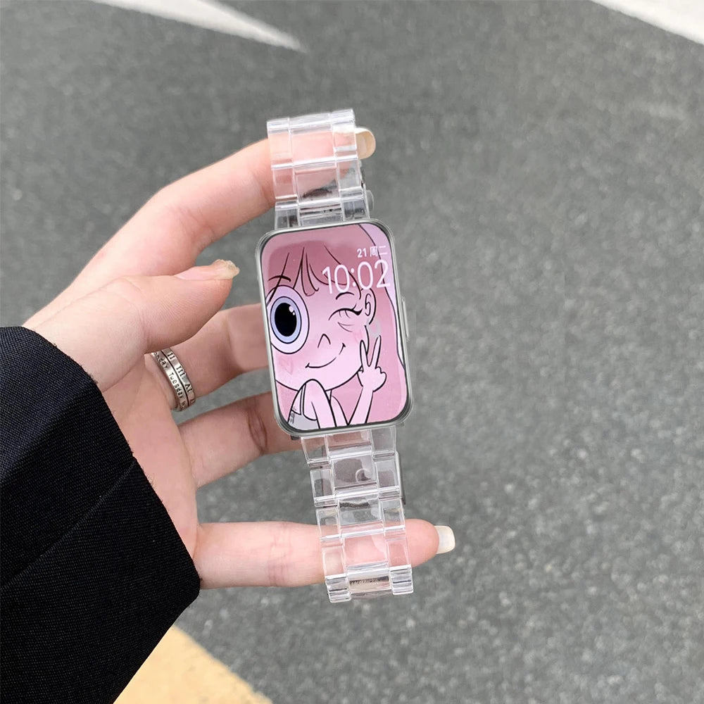 Transparent Link Bracelet For Samsung Galaxy Fit 3 Glacier Strap For Samsung Fit 3 Smart Watch Correa Accessories