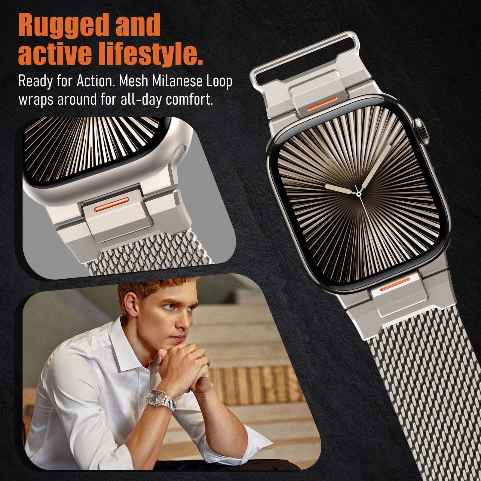 Mechanical Milanese Loop band for Apple Watch Ultra 3 band 49mm 46mm 44mm 41mm 45mm 42mm 40mm band Apple Watch 11 10 9 8 7 6 SE 3