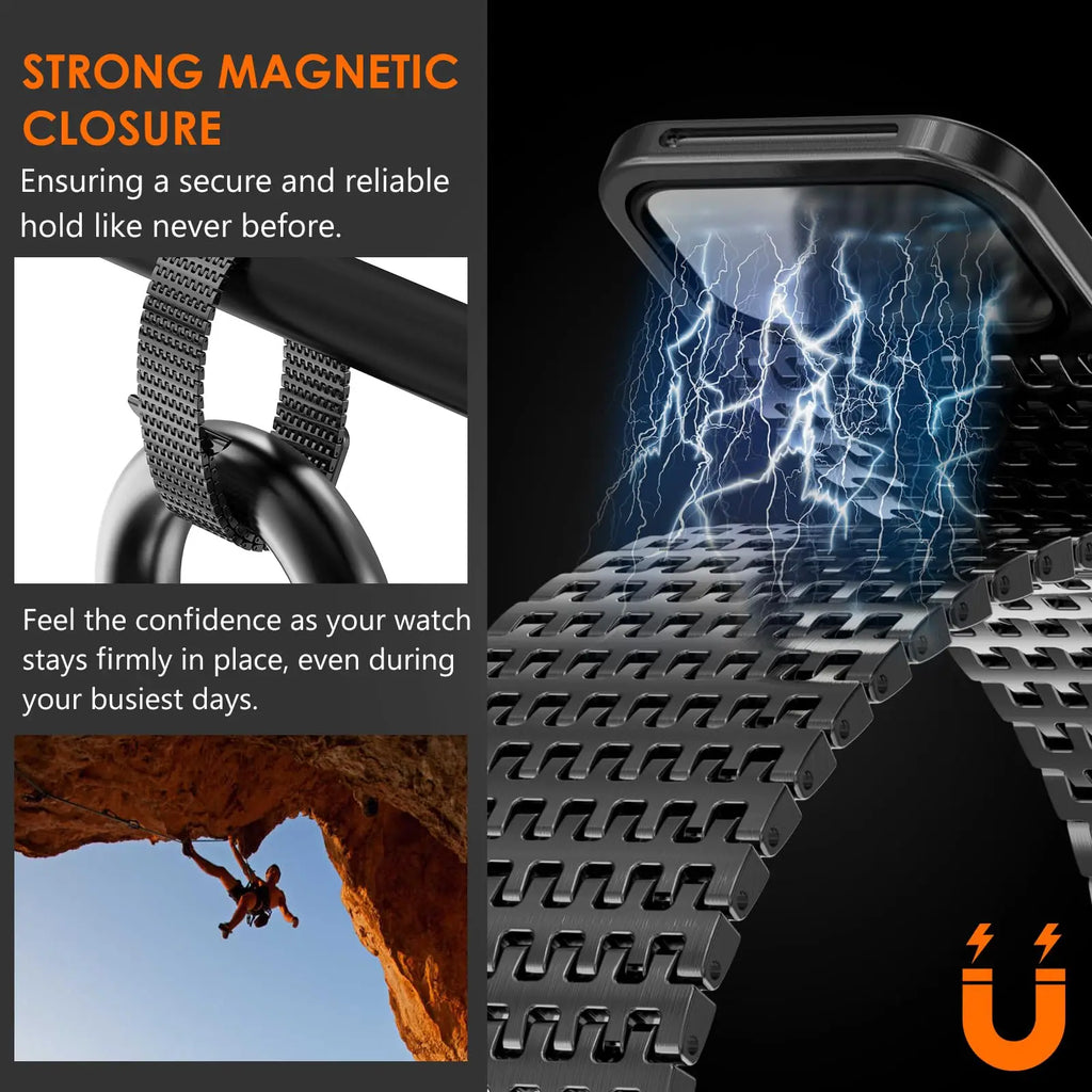 Magnetic Stainless Steel band for Apple Watch band 45mm 44mm 49mm 42mm metal belt band Apple Watch Series 9 8 7 6 3 5 SE Ultra 2