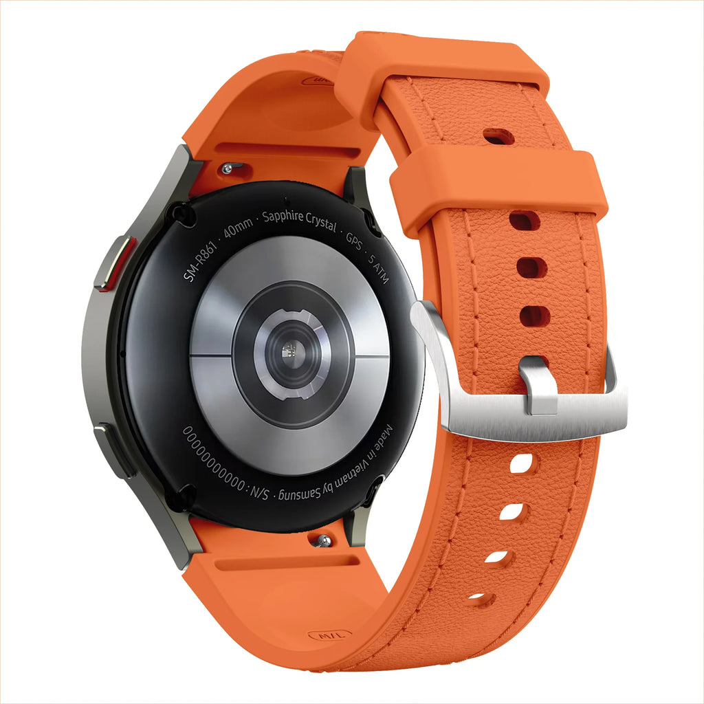 Silicone+Leather Strap for Samsung Galaxy Watch 7 6 5 4 FE 40mm 44mm No Gap Bracelet Band Watch 6 4 Classic 43/47mm 42/46mm Belt