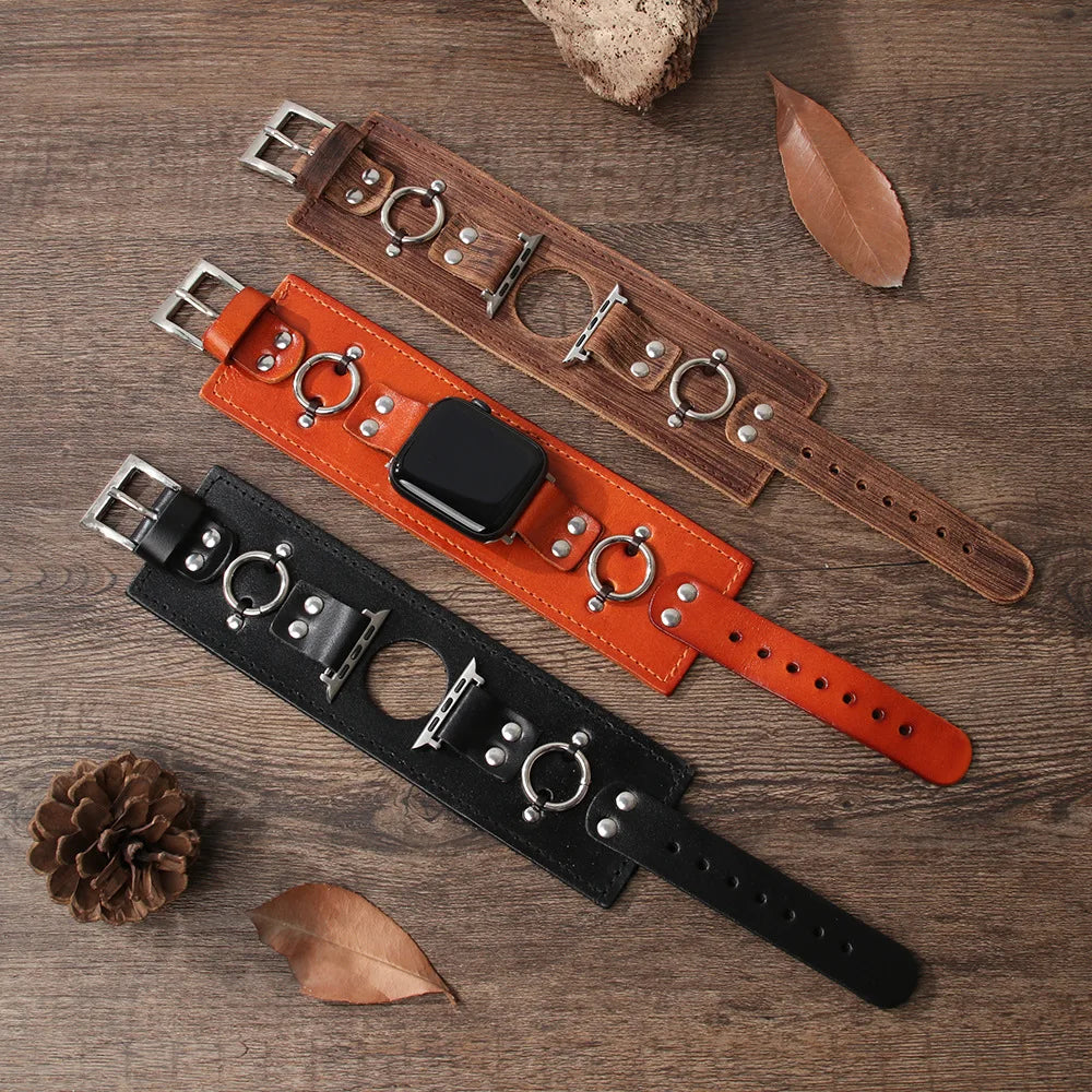 Genuine leather band for Apple Watch band loop 44mm 45mm watch band for Apple Watch Ultra 49mm 45mm 41mm 8 7 6 5 4 band accessories
