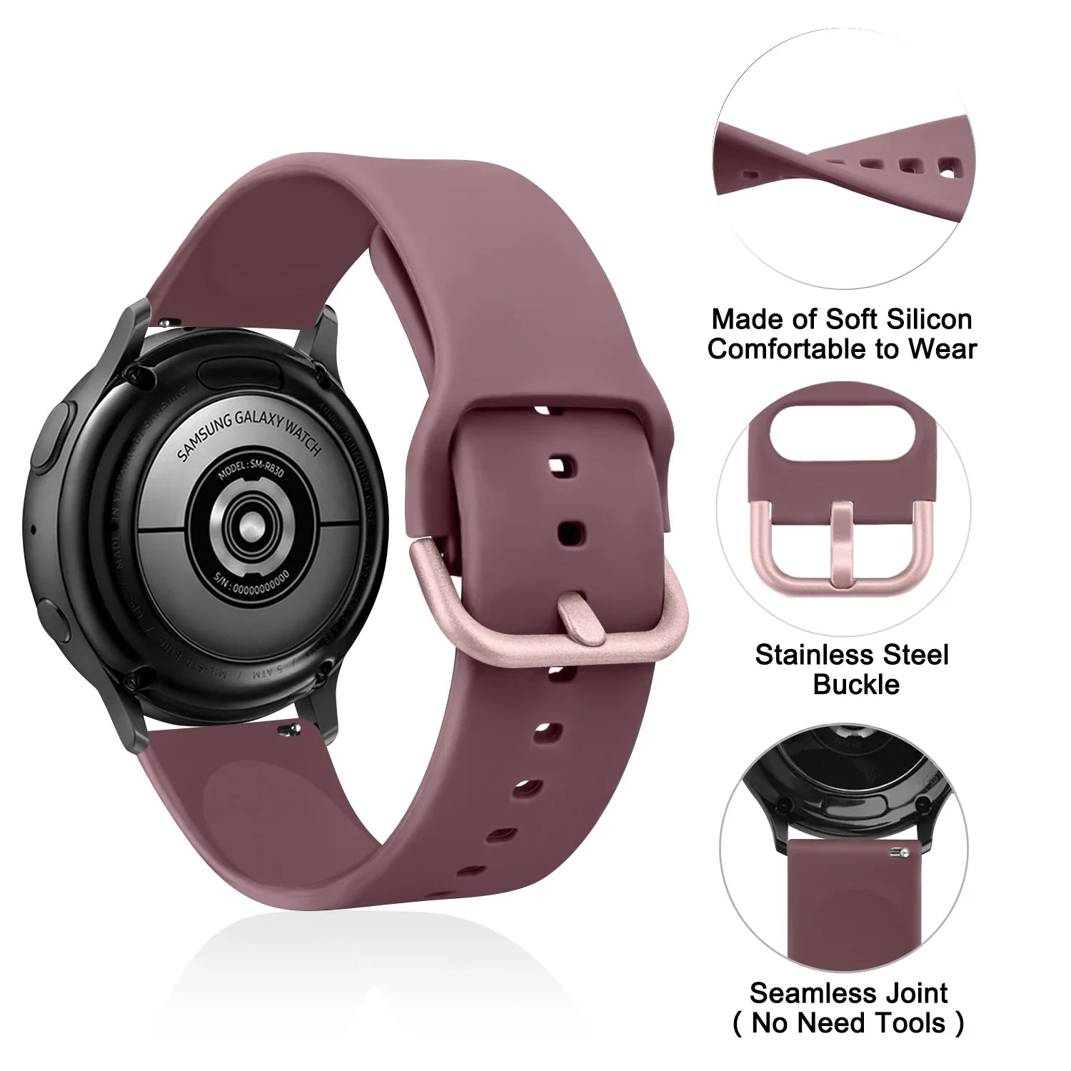 20mm Silicone Band for Samsung Galaxy Watch Active 2 40mm Strap Sport Bracelet for Samsung Galaxy Watch Active 2 44mm Watchband