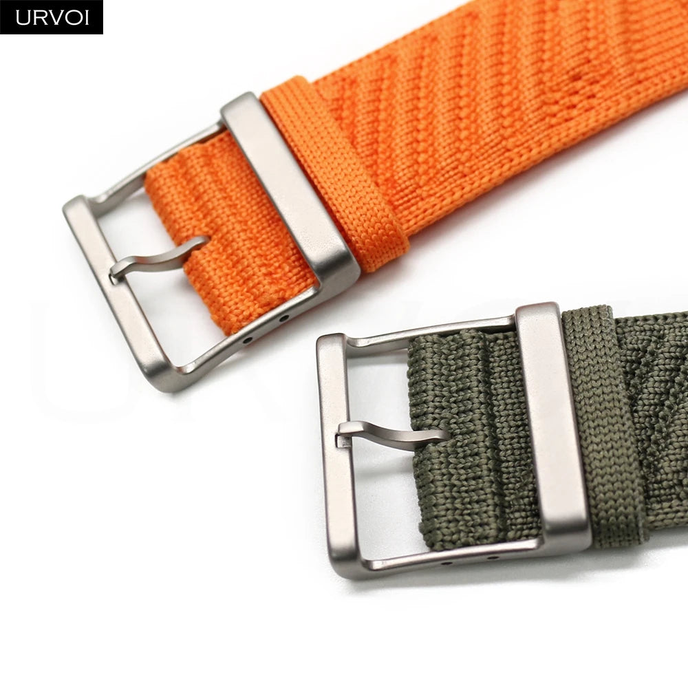 URVOI En Mer band for Apple Watch Ultra 3 2 Series 11 Sport band Orange Gris Titane ocean waves pattern Polyamide Custom Buckle