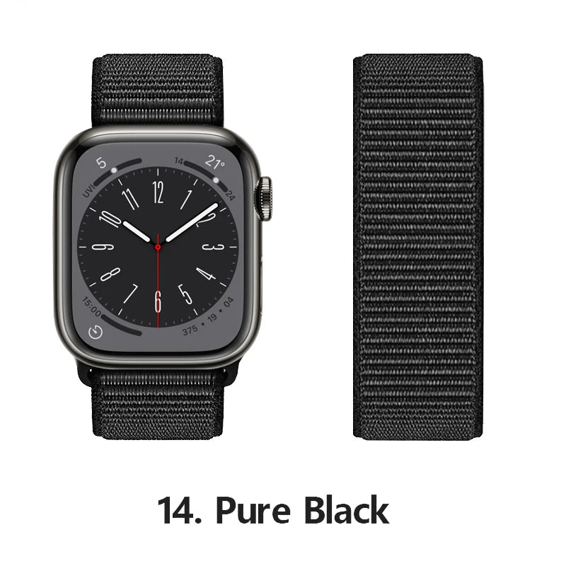 Nylon loop Correa For Apple Watch band 45mm 44mm 46mm 40mm 49mm 41mm 42mm 38mm band Apple Watch Series 6 SE 7 8 9 10 Ultra 2 bands