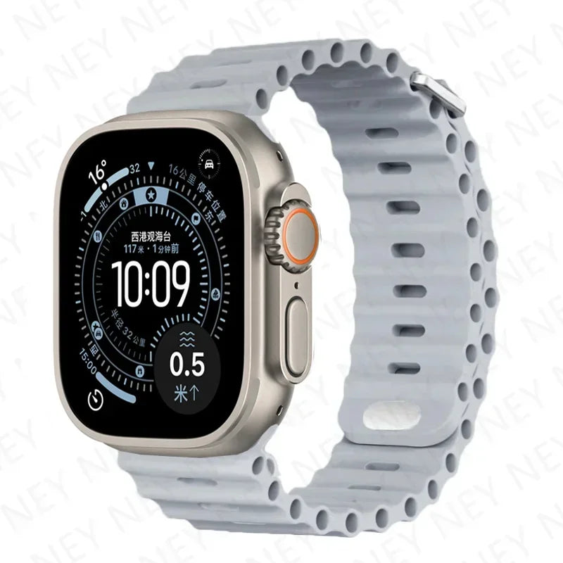 Silicone Ocean band for Apple Watch band Series Ultra 9 8 7 6 5 11 10 SE Apple Watch band 42mm 44mm 45mm 49mm 40mm 41mm 46mm band