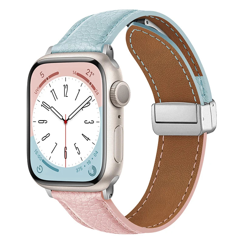 Leather Magnetic Buckle band for Apple Watch 8 7 45mm 41mm Ultra 49mm PU Leather band for Apple Watch Series 6 5 4 3 44mm 42mm 40mm