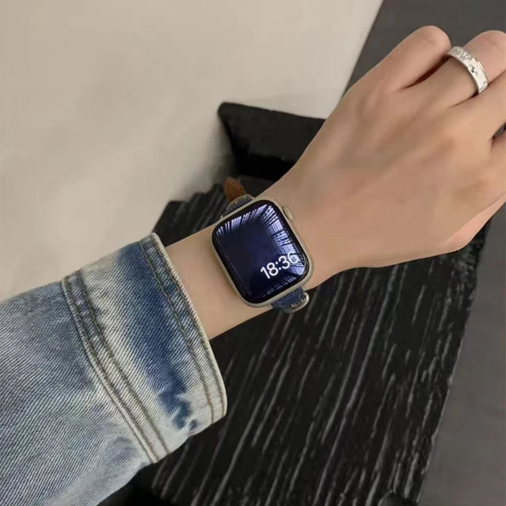 Thin Leather Loop For Apple Watch band Correa For Women Series 11 10 9 8 7 6 5 4 3 2 1 band for Apple Watch