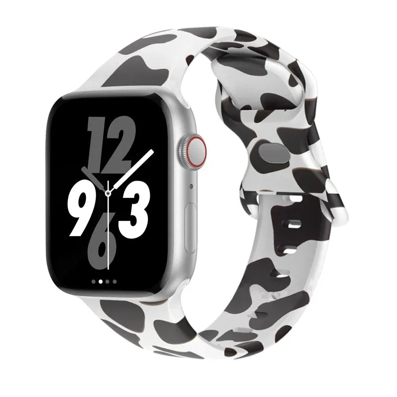 Printed Floral band For Apple Watch Ultra band 49mm 41mm 40mm 38mm 45mm 44mm 42mm Silicone band Apple Watch Series 9 8 7 SE 6 5 4 3