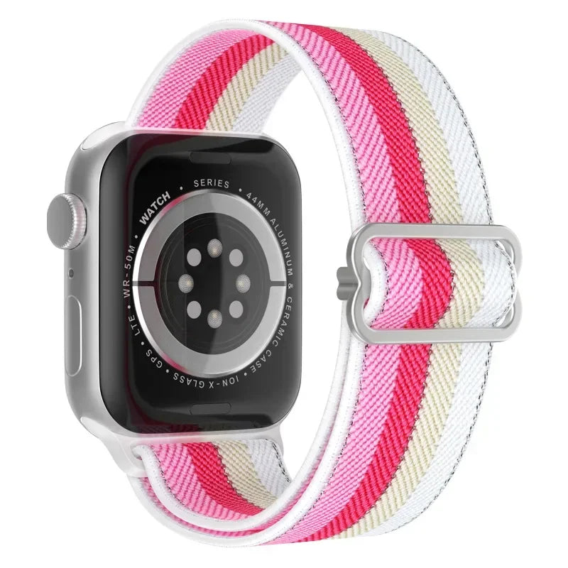 Bohemian Nylon band for Apple Watch Ultra 2 49mm 42mm 45mm 38mm 40mm 41mm 44mm Elastic Shiny band Apple Watch Series 10 9 8 7 6 5 4 3 SE