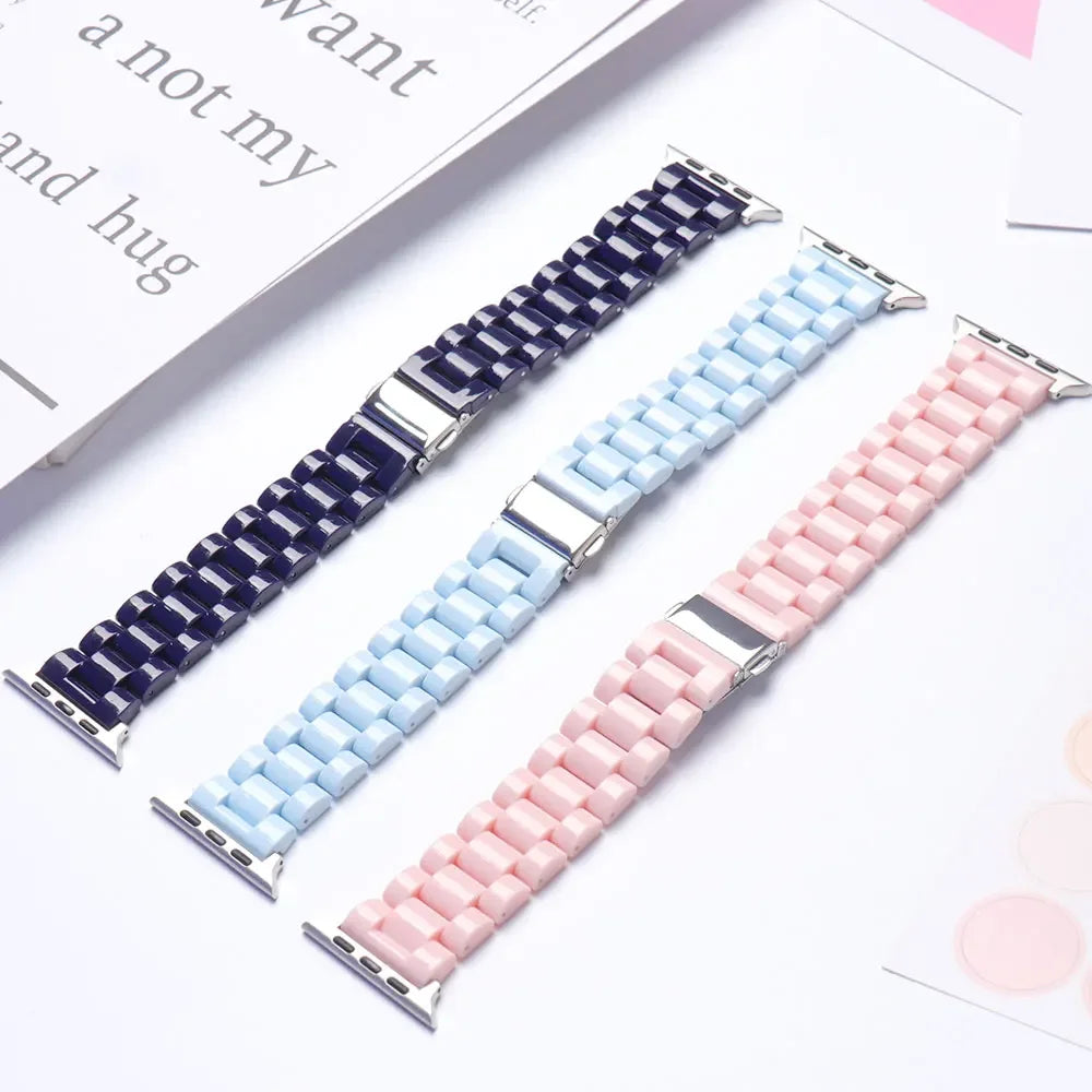 Resin Watch band for Apple Watch 44mm band 42mm 38mm correa watch band for Apple Watch Series 10 8 7 6 SE 5 4 40mm 41mm 45mm 49mm Ultra