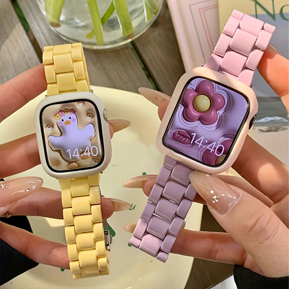 Resin Watch band for Apple Watch 44mm band 42mm 38mm correa watch band for Apple Watch Series 10 8 7 6 SE 5 4 40mm 41mm 45mm 49mm Ultra