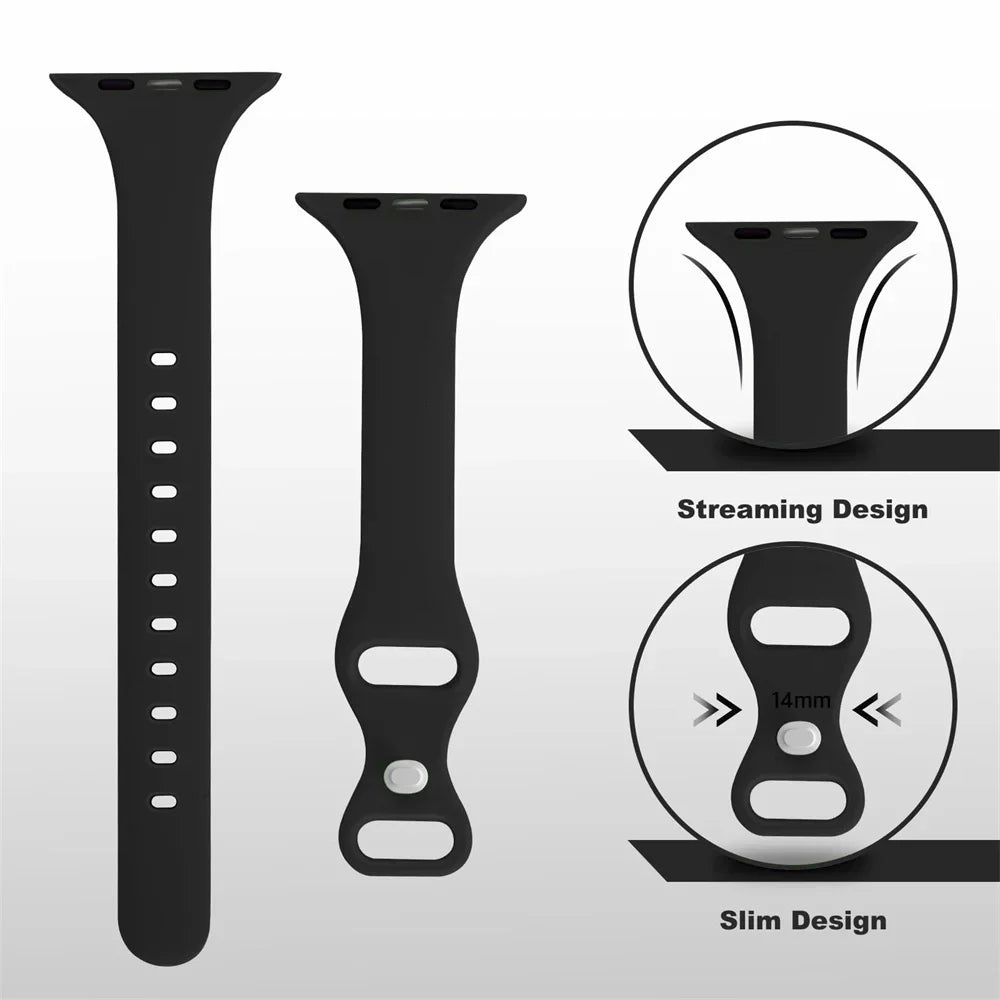 Slim Silicone band For Apple Watch band 45mm 44mm 40mm 41mm 42mm 38mm sport band Apple Watch Series 8 7 SE 3 4 5 6 9 Ultra 2 49mm