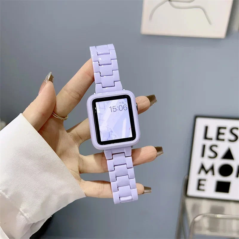 Watch band+Case+glass For Apple Watch band 44mm 40mm 38mm 42mm Candy band Apple Watch Ultra 2 49mm serie 9 8 7 6 5 4 3 SE 41mm 45mm