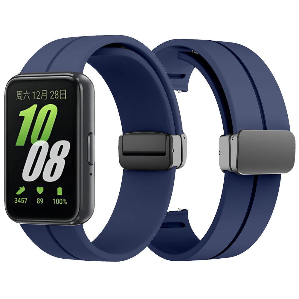 Sports Silicone Band For Samsung Galaxy Fit3 Fit 3 SM-R390 Magnetic D Buckle Strap Wristband Bracelet Replacement Accessories