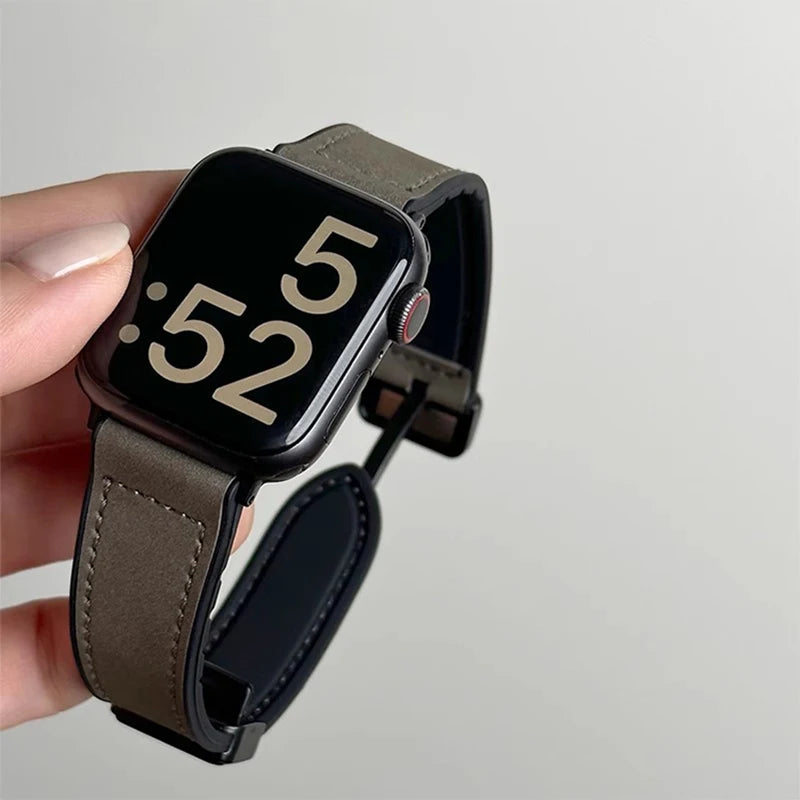 Leather band for Apple Watch 10 Ultra 9 band 46mm 49mm 42mm 44mm 45mm 40mm 41mm band men Silicone Apple Watch Series 9 8 7 SE 6 5