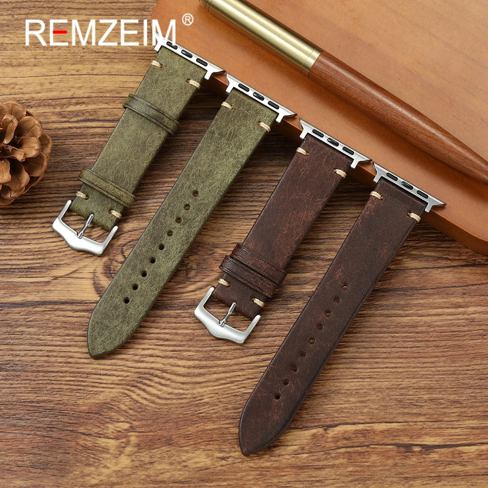 Cowhide band 49mm 46mm 45mm 44mm 42mm 41mm 40mm 38mm for Apple Watch Leather watch band for Apple Watch Series 1 10 Ultra SE 2 Watch Accesso