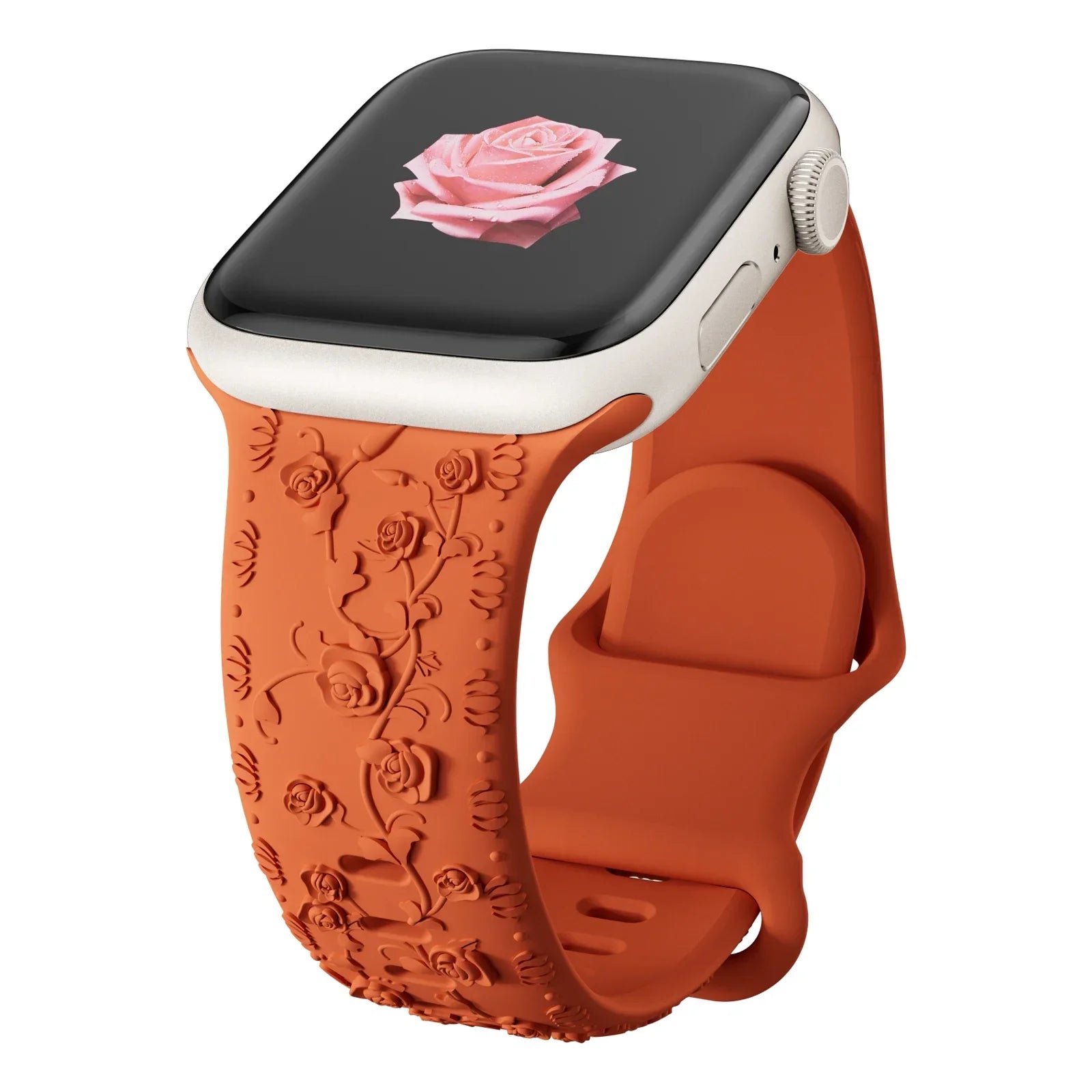 Engraved band for Apple Watch band 46mm 44mm 40mm 49mm 45mm 41mm 42mm Floral Silicone Correas Apple Watch Ultra 2 Series 10 9 8 7 6 SE 5