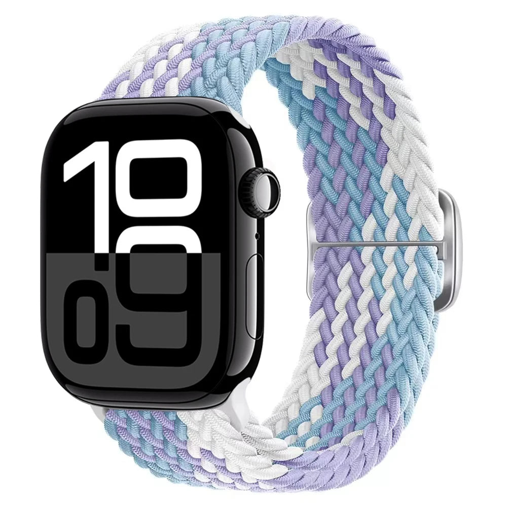 Braided Nylon band For Apple Watch Ultra 49mm 46mm 45mm 44mm 42mm 41mm 40mm Elastic band Apple Watch 11 10 9 8 7 SE 4 5 6 Belt