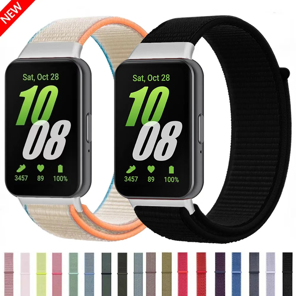 Nylon Loop Strap for Samsung Galaxy Fit 3 Men's and Women's Wristbands for Samsung Galaxy Fit 3 Metal Interface Bracelet Strap