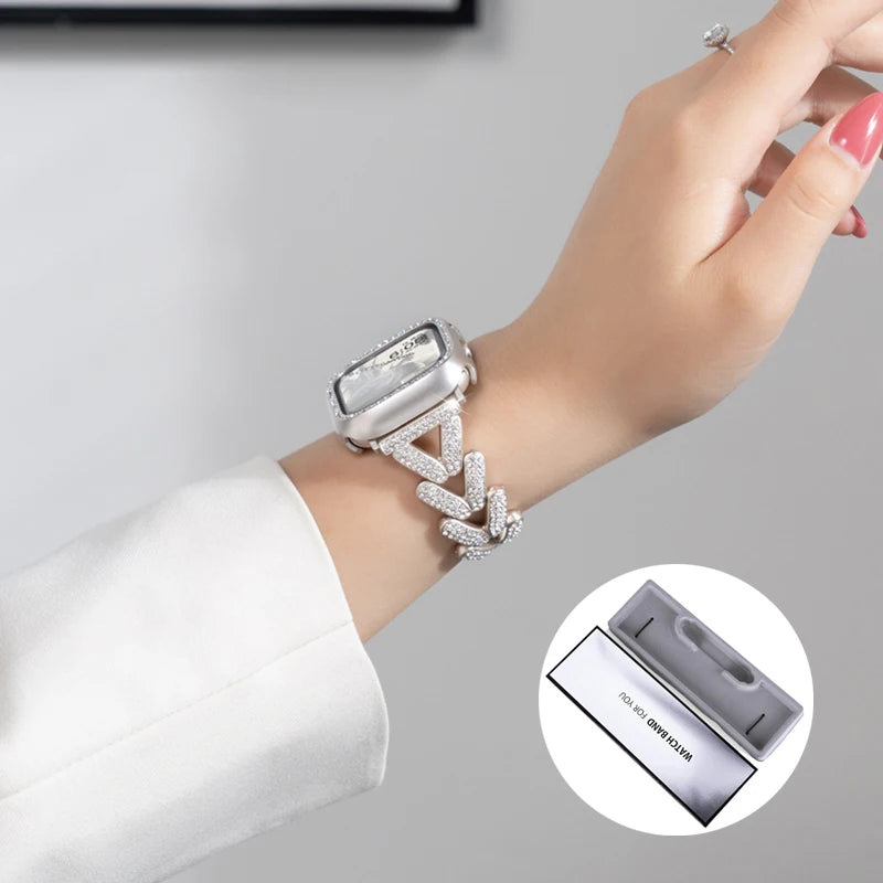 Diamond metal band for Apple Watch 10 band 46mm 42mm 41mm 44mm 49mm 45mm 40mm Women Belt band Apple Watch Series 9 8 7 SE 6 Ultra
